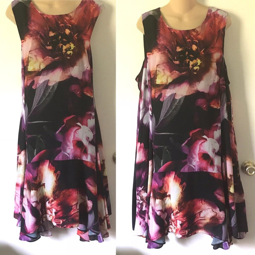 Julia Jordan Black Floral Print Dress Plus 16w NWT